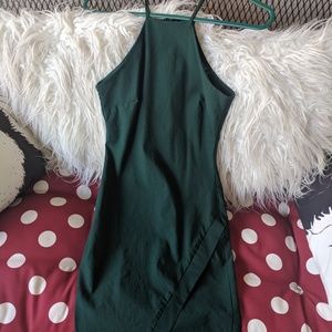 Green faux wrap dress bodycon